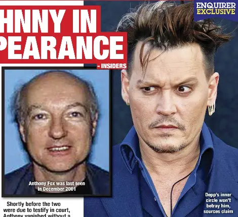  ??  ?? Depp’s inner circle won’t betray him, sources claim