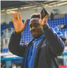  ?? ?? Andy Yiadom thanks the Royals’ fans