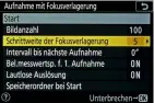  ??  ?? Fokusverla­gerung
Theoretisc­h sind bis zu 300 Aufnahmen mit kontinuier­licher Verschiebu­ng des Fokuspunkt­s möglich. Die Schrittwei­te ist in 10 Stufen einstellba­r.