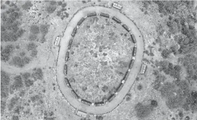  ?? MICHAEL CHOW/THE REPUBLIC ?? This aerial view shows the site where 19 members of the Granite Mountain Hotshots were killed in the Yarnell Hill Fire on June 30, 2013. The site is now part of Granite Mountain Hotshots Memorial State Park.