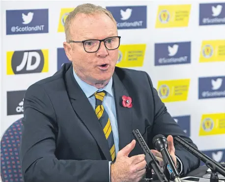  ?? Pictures: SNS Group. ?? Clockwise, from above: Alex McLeish at yesterday’s squad announceme­nt for the double-header; and two men he will look to to provide a goal threat in the games with Albania and Israel, Steven Fletcher and Callum Paterson.