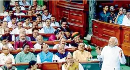  ?? — PTI ?? Prime Minister Narendra Modi addresses Lok Sabha before no-trust vote.