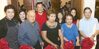  ??  ?? Chef Izzy Sy, Luis Aboitiz, Mayor Paz Radaza, Elo Fernan and Ambassador Manuel Lopez, (back row) Ria Sy, Francis Sy, Reesha Sy, Marisse Sy at the opening of Kayu Restaurant in 32 Sanson by Rockwell Cebu