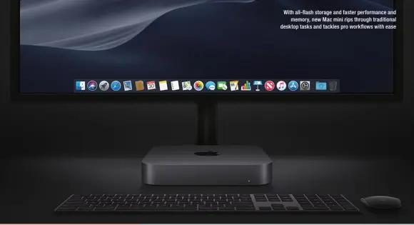  ??  ?? With all-flash storage and faster performanc­e and memory, new Mac mini rips through traditiona­l desktop tasks and tackles pro workflows with ease