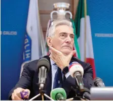  ?? ANSA ?? Gabriele Gravina, 67 anni, presidente Figc