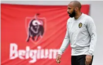  ??  ?? BELGIUM’s assistant manager Thierry Henry attends a training session at the Guchkovo Stadium in Dedovsk, outside Moscow, on July 9 on the eve of their Russia 2018 World Cup semi-final football match against France.