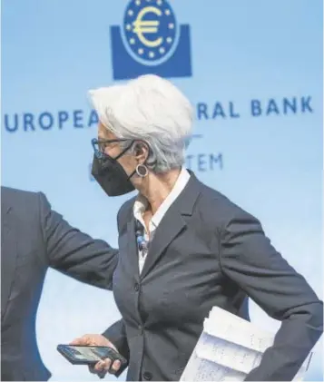  ?? // EFE ?? Christine Lagarde, presidenta del BCE, y su vicepresid­ente, Luis de Guindos