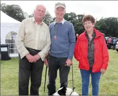  ??  ?? Bertie Warren, Ballindagg­an, with Michael Finnegan and Helen Stafford, New Ross.