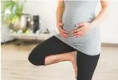  ?? DREAMSTIME ?? Prenatal yoga can strengthen the pelvic floor.