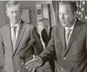  ?? Carolyn Kaster / Associated Press file ?? Ohio Gov. John Kasich, right, and Colorado Gov. John Hickenloop­er have sent a letter to congressio­nal leaders laying out their plan.