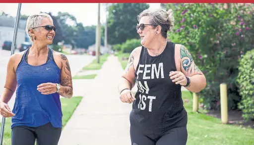  ??  ?? Tracy Isaacs, left, and Samantha Brennan are co-authors of a new book called Fit at Mid-Life: A Feminist Fitness Journey.