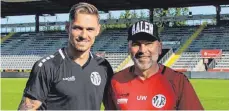  ?? FOTO: VFR AALEN ?? Der neue Torwart Tim Paterok (links) mit Trainer Uwe Wolf.