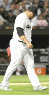  ?? CHARLES REX ARBOGAST/AP ?? Sox reliever Bruce Rondon returns to the mound after throwing a wild pitch with the bases loaded during the sixth inning Tuesday.