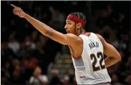  ?? AARON ONTIVEROZ — THE DENVER POST ?? Zeke Nnaji (22) of the Denver Nuggets celebrates knocking down a three pointer against the New York Knicks during the second quarter at Ball Arena in Denver on Wednesday, November 16, 2022.