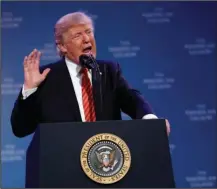  ?? The Associated Press ?? TRUMP: President Donald Trump speaks at the National Convention of the American Legion on Wednesday in Reno, Nev.