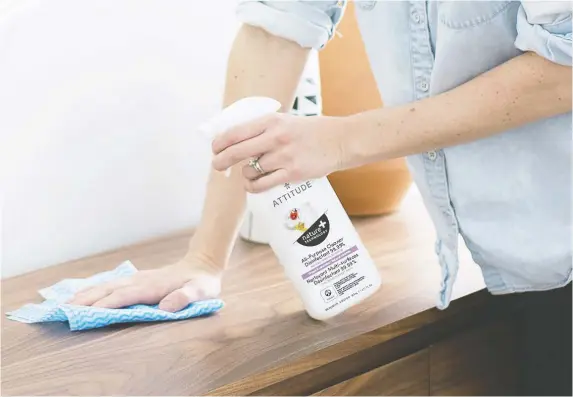  ??  ?? Eco-friendly disinfecta­nts help prevent illness in the home and office by getting rid of a variety of bacterial baddies than can make us sick.