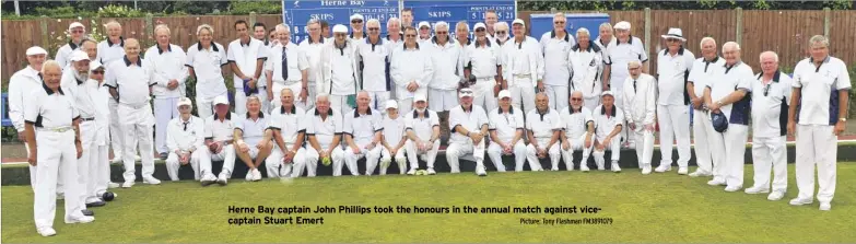  ?? Picture: Tony Flashman FM3891079 ?? Herne Bay captain John Phillips took the honours in the annual match against vicecaptai­n Stuart Emert