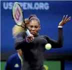 ??  ?? Serena Williams returns to Maria Sharapova during the first round of the US Open yesterday.