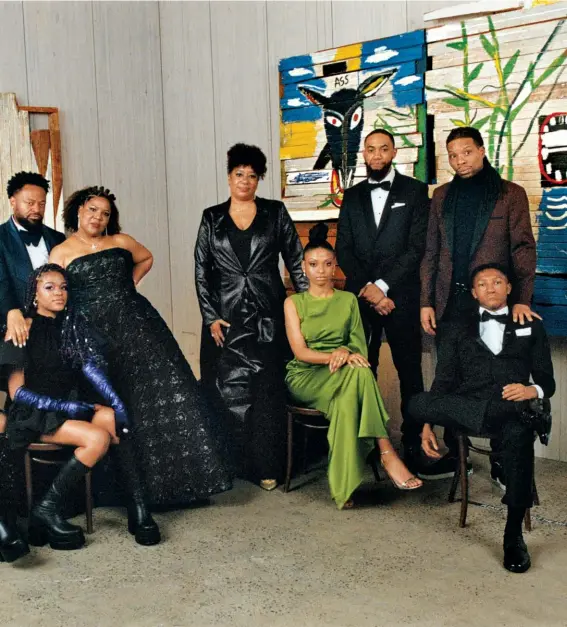  ?? ?? from left: Moe Heriveaux, Brittany Heriveaux, Sophia Loren Heriveaux, Noelle Heriveaux, Jolie Heriveaux, Hervey Heriveaux, Jeanine Heriveaux, Lisane Basquiat, Jessica Kelly, Jahmal Mayers, Joseph Basquiat, and Xavier High.