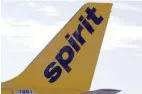  ?? — Reuters ?? A logo of low cost carrier Spirit Airlines is pictured on an Airbus plane in Colomiers near Toulouse, France.