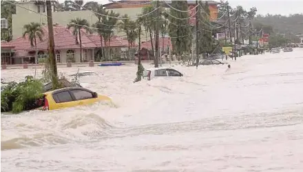  ??  ?? Flash floods inundate Rantau Panjang, Kota Baru, two years ago.
File pic