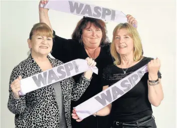  ??  ?? Making their point Burnside woman Anne Potter (right) is involved with the WASPI lobbyists