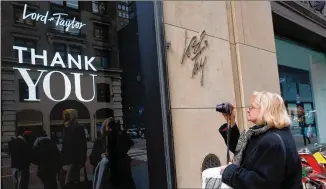  ?? ASSOCIATED PRESS 2019 ?? Lord & Taylor is among bricks-and-mortar retailers that have been going out of business and trying to liquidate at a time when many American shoppers are wary of in-store spending.