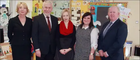  ??  ?? Eilís Leddy, director of schools, WWETB; Cllr Jim Moore, chairman, WWETB; Eva Clifford, acting principal, Kilnamanag­h NS; Sinead O’Hara, WWETB education co-ordinator and Kevin Lewis, CE, WWETB.