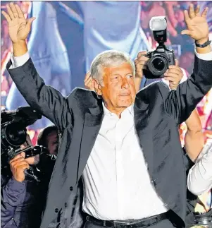  ??  ?? Andrés Manuel López Obrador (AMLO) holds a big lead in the polls heading into Sunday’s election.