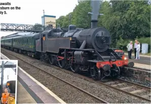  ?? ROBIN MORTON ?? LMS(NCC) ‘WT’ 2-6-4T No. 4 awaits departure to Whitehead from Lisburn on the RPSI ‘Steam & Jazz’ train on July 5.