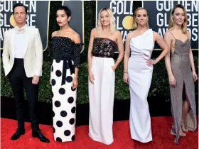  ??  ?? Andrew Scott in Paul Smith
Zoë Kravitz in Saint Laurent
Margot Robbie in Chanel
Reese Witherspoo­n in Roland Mouret
Saoirse Ronan in Celine