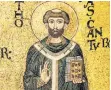  ??  ?? St Thomas Becket, holding a jewelled book, in a mosaic at Monreale, Sicily