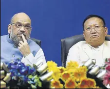  ?? PTI ?? BJP president Amit Shah and Nagaland chief minister TR Zeliang at a conclave in New Delhi on Tuesday.