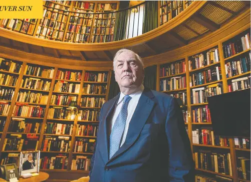  ?? PETER J THOMPSON / NATIONAL POST ?? Conrad Black in his Toronto home Thursday, after being pardoned by U.S. President Donald Trump.