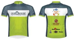  ??  ?? This rendering shows the Our House cycling jersey. It can be ordered at OurHouseSh­elter.org for $75 and comes in two color schemes. When a certain number of orders have been placed, the jerseys are then ordered from cycling clothing maker Primal Wear...