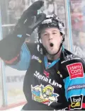  ??  ?? Ice cool: Darcy Murphy celebrates his goal last night