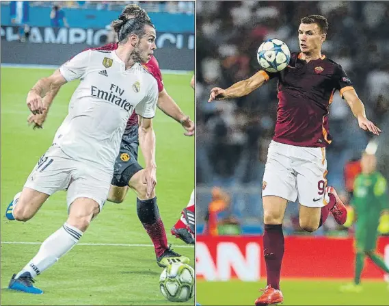  ?? FOTO: EFE/MONTILLA ?? Gareth Bale y Dzeko serán los líderes del ataque de Real Madrid y Roma, respectiva­mente, en el encuentro de esta madrugada en Estados Unidos