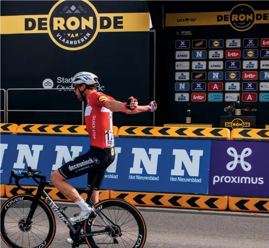  ??  ?? GIRO DELLE FIANDRE (4 aprile 2021 Anversa-Oudenaarde 254.3 km) 1. Kasper Asgreen (Deceuninck-Quick Step) DEN 6h02'12” 2. Mathieu van der Poel (Alpecin-Fenix) OLA s.t. 3. Greg Van Avermaet (AG2R Citroën Team) BEL +32'' 4. Jasper Stuyven (Trek-Segafredo) BEL +33'' 5. Sep Vanmarcke (Israel Start-Up Nation) BEL +47''