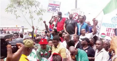  ?? PHOTO: ?? Protest march by organised labour in Lagos recently, over the harsh economic situation in the country (file photo)