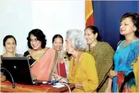  ??  ?? Zonta District Governor Dr.Marlene Abeywarden­a launching the website. Pic by: Indraratne Balasuriya