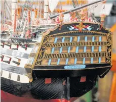  ?? Photo / Tom Rowland ?? A model of one of England's most famous wartime vessels, H.M. S Victory, sits as a centrepiec­e in the museum.