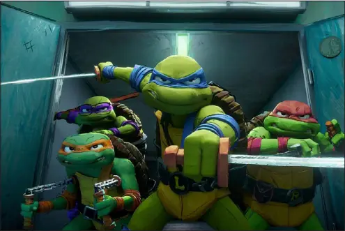  ?? PARAMOUNT ?? “Teenage Mutant Ninja Turtles: Mutant Mayhem” improves on past adaptation­s of the characters, with wild animation and a committed voice cast.