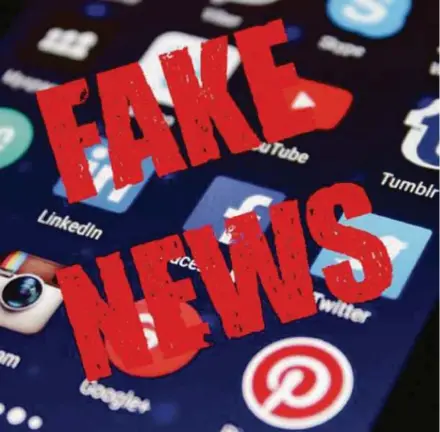  ?? FILE PIC ?? Fake news is defined as subject matter that includes news, informatio­n, data and reports that are wholly or partly false.