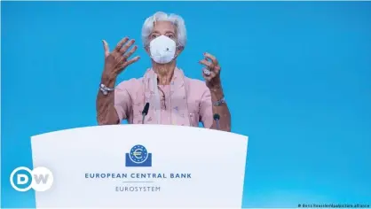  ??  ?? ECB head Christine Lagarde stressed that the change was not a sign that pandemic stimulus is coming to an end