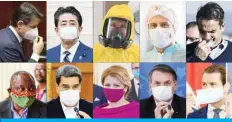  ?? — AFP ?? This combinatio­n of file pictures shows political leaders wearing face masks during the coronaviru­s pandemic.