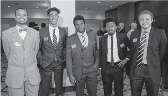  ?? Photos by Steve Peterson, Special to The Denver Post ?? Scholarshi­p recipients, from left: Caleb Sewell, Abe Mclaurin, Azim Kelani, Darius Cozart and Hayden Smith.