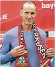  ?? FOTO: MISERIUS ?? Heiko Herrlich als 45-Jähriger im Juni 2017 als Trainer von Bayer Leverkusen. Er besitzt beim Werksklub einen Vertrag bis 30. Juni 2019.