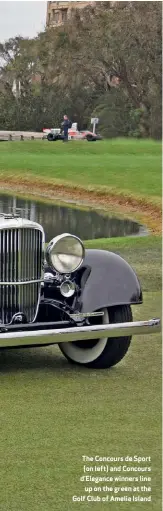  ??  ?? The Concours de Sport (on left) and Concours d’elegance winners line up on the green at the Golf Club of Amelia Island