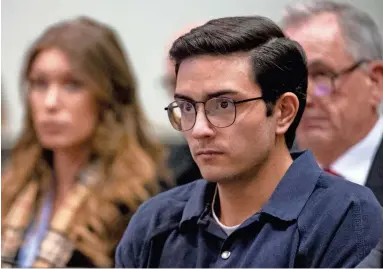  ?? PHOTOS BY SEAN LOGAN/THE REPUBLIC ?? Steven Jones listens during his sentencing on Tuesday at Coconino County Superior Courthouse in Flagstaff. Jones pleaded guilty to manslaught­er and aggravated assault in the 2015 NAU fatal shooting.