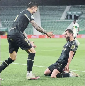  ?? FOTO: GETTY ?? ‘Dúo dinámico’
Joselu y Rioja fueron los grandes protagonis­tas del encuentro